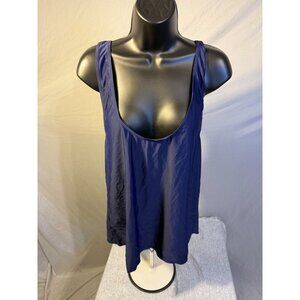 Workout Shirt Top Spandex Navy Stretch Womens Size XL Slimming Support‎ Tank